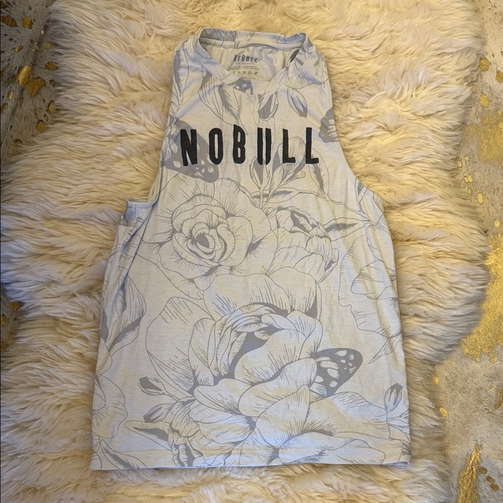 NOBULL Gray Floral Tank Top xs euc